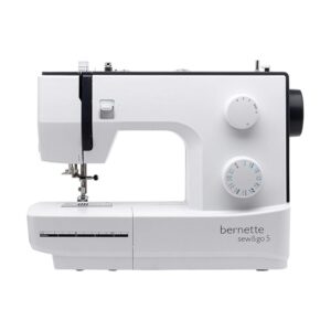 Bernette Sew & Go 5 sewing machine with 23 stitch options, Compact Bernette Sew & Go 5 for beginner sewing projects, Mechanical Bernette Sew & Go 5 with 4‑step buttonhole feature, Bernette Sew & Go 5 sewing machine with manual threader and cutter, Bernette Sew & Go 5 for home sewing with adjustable stitch settings