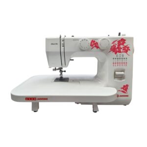 - Usha Janome Extension Table attached to sewing machine - Sewing machine with extension table for quilting - White extension table for Usha Dream Stitch - Usha Janome Wonder Stitch Plus with table accessory