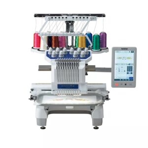 Brother PR1055X embroidery machine with 10.1-inch LCD touchscreen
